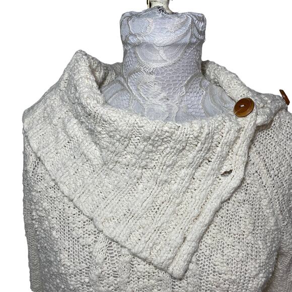 Moth Cowl Split Neck Wood Button Sweater Cream Women Small Anthropologie - Picture 9 of 12